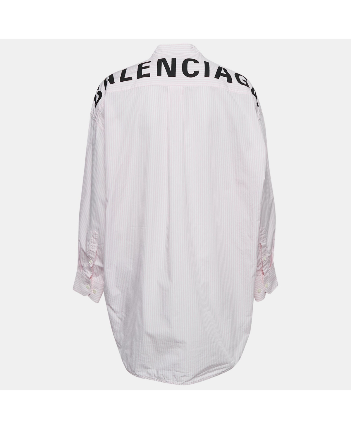 Pre-Owned Balenciaga Women's Stripe Cotton Neck Tie Detail Oversized Shirt