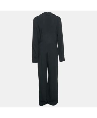 Women's Black Crepe Long Sleeve Jumpsuit