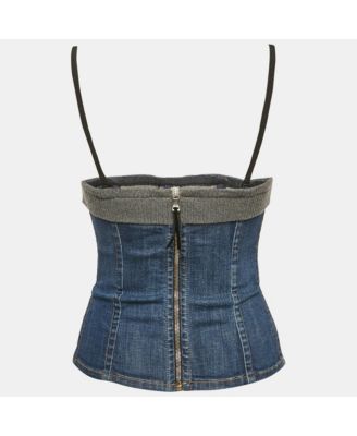 Women's Blue Denim Sleeveless Bustier Top