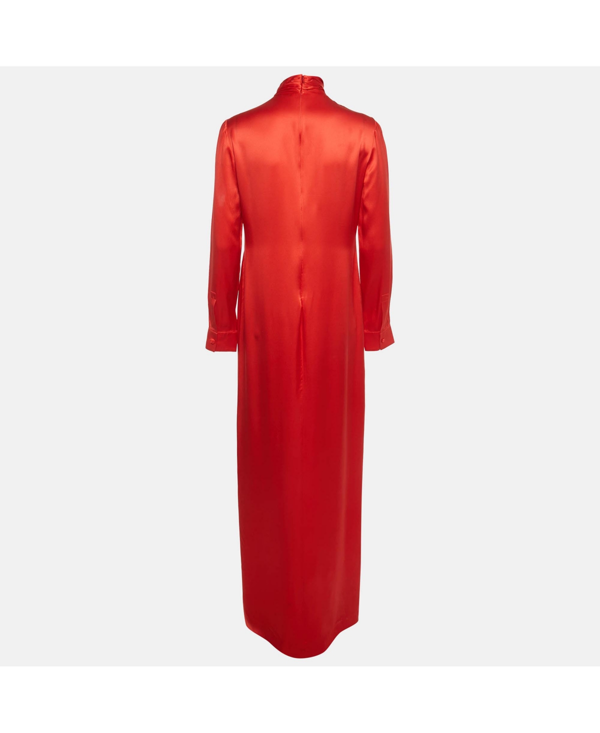 Pre-Owned Givenchy Women's Red Silk Neck Drape Detail Maxi Dress