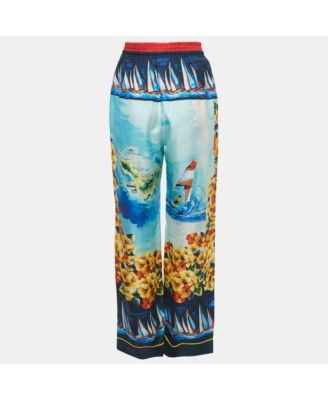 Women's Multicolor Printed Silk Trousers