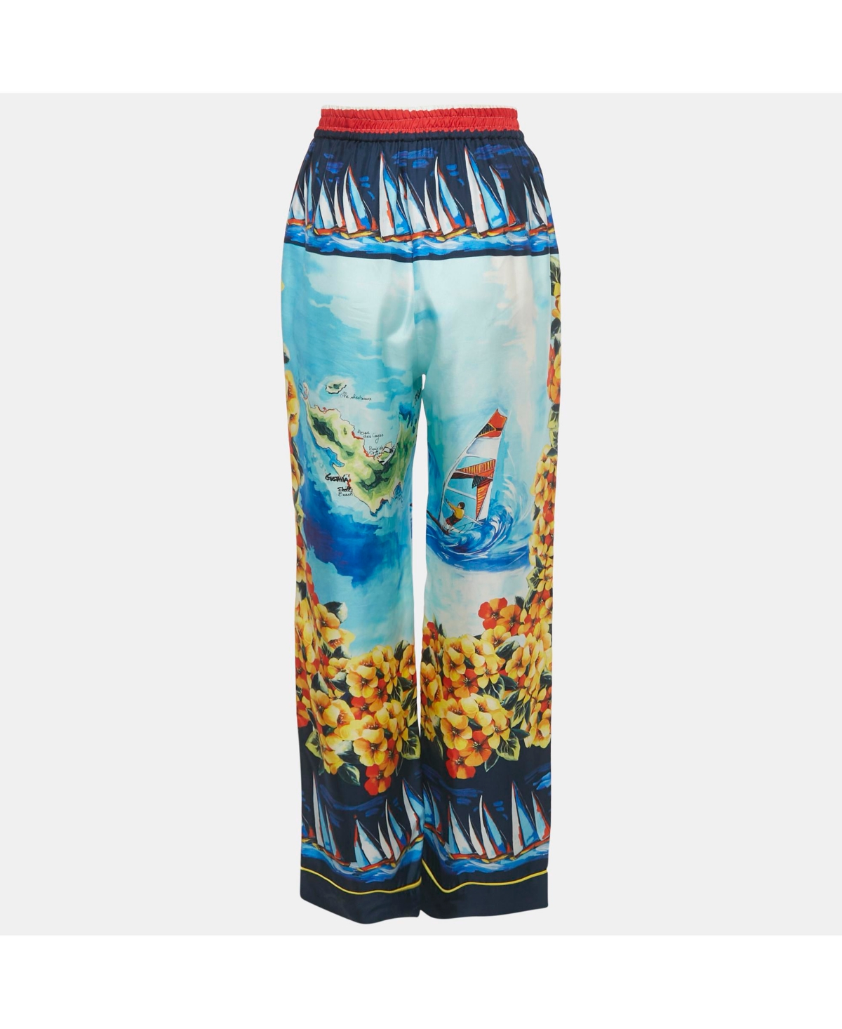 Pre-Owned Dolce & Gabbana Women's Multicolor Printed Silk Trousers