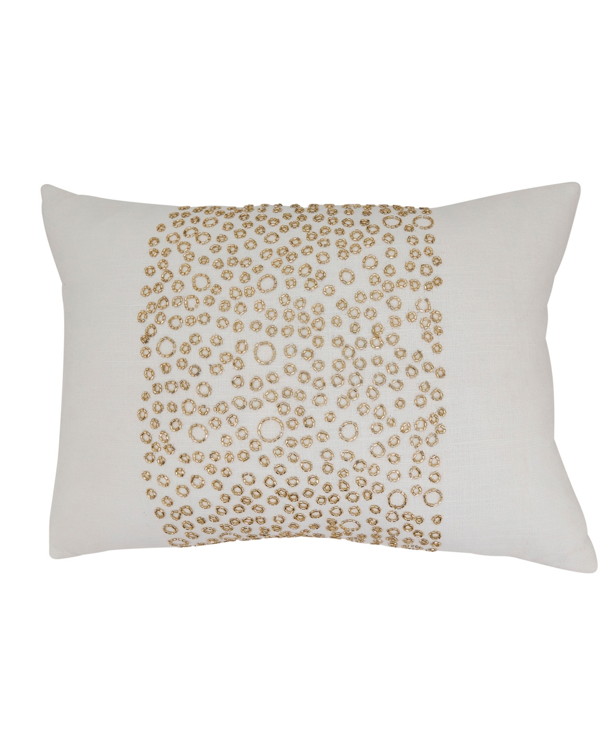 Saro Lifestyle Beaded Band Decorative Pillow Cover, 14" x 20" - White