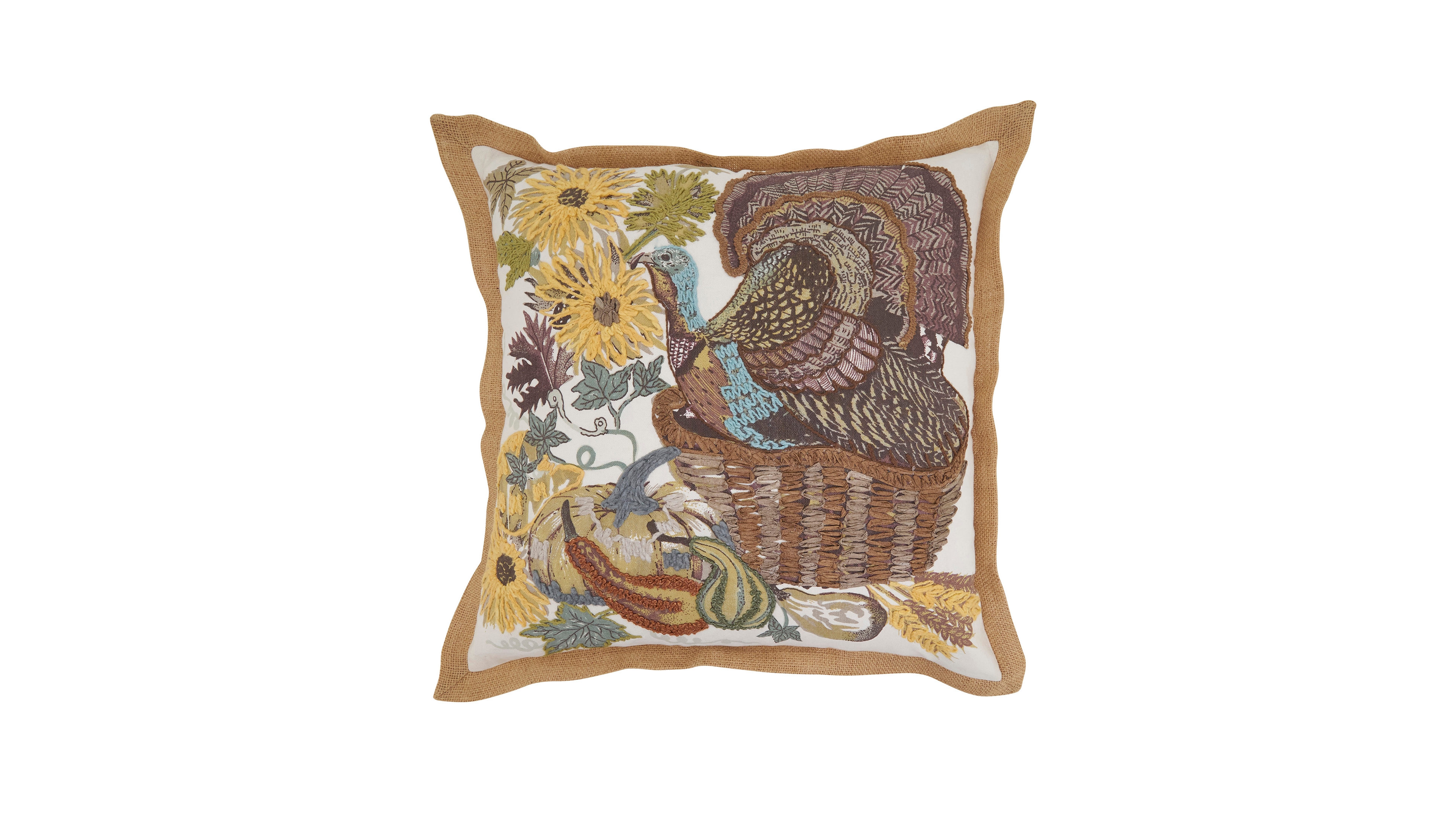 Saro Lifestyle Embroidered Turkey Down Filled Decorative Pillow, 20" x 20"