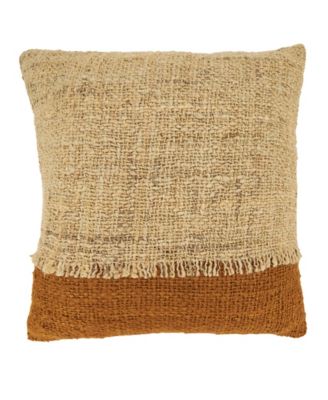 Two-Tone Fringe Down Filled Decorative Pillow, 20" x 20"