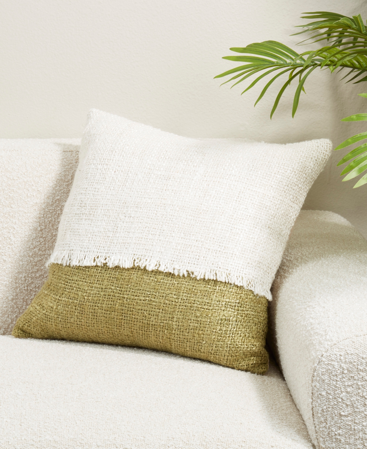 Saro Lifestyle Two-Tone Fringe Poly Filled Decorative Pillow, 20" x