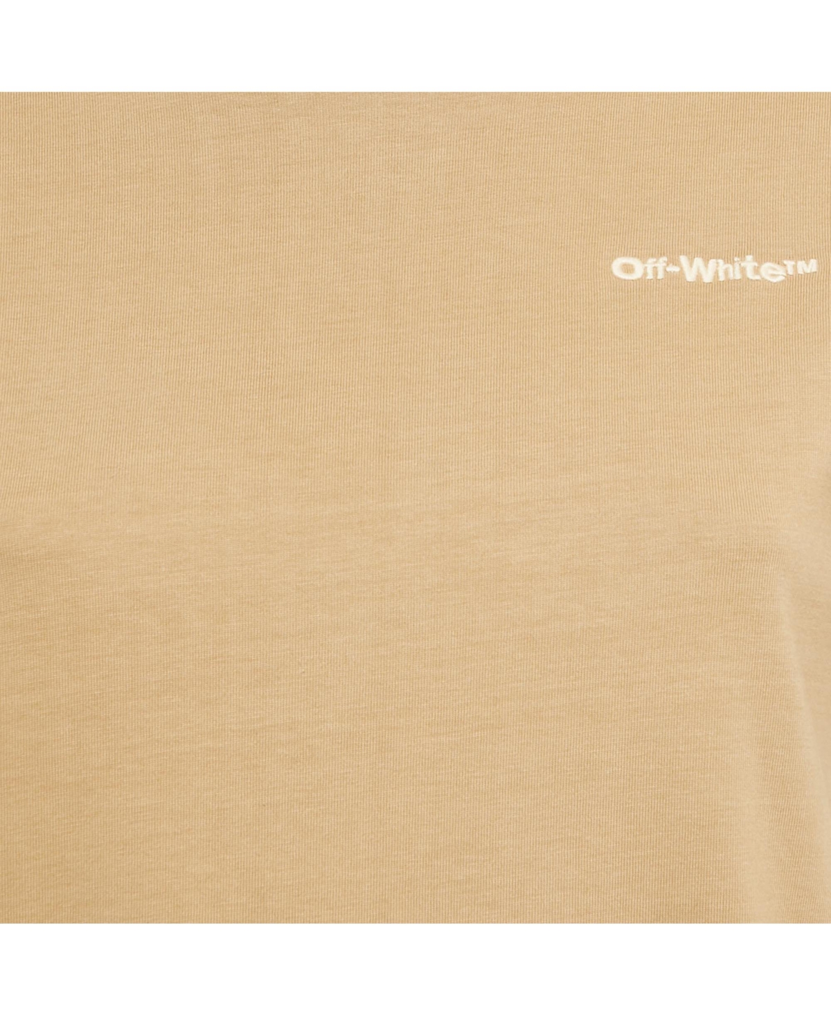 Pre-Owned Off-White Women's Brown Logo Embroidered Cotton T-Shirt