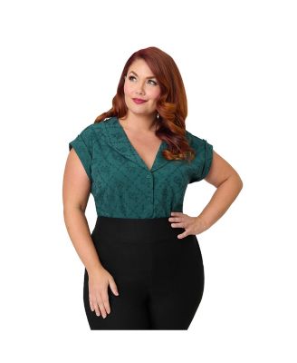 Plus Size 1960s Twill Sleeveless Blouse