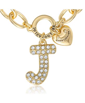 Pave Initial Charm Bracelet - 7.5'' Gold Tone Link