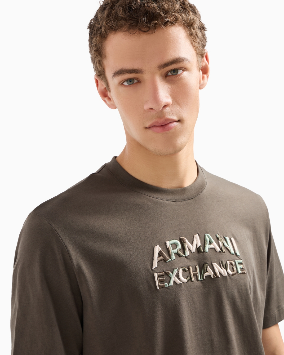 A|X Armani Exchange Men's Short Sleeve Crewneck Camo Logo T-Shirt