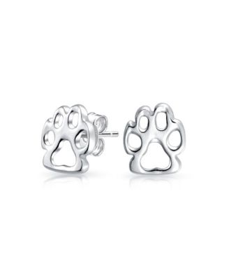Animal Lover Best Friend Puppy Kitten Multi-Charm Bracelet & Matching Paw Print Stud Earrings Jewelry Set Sterling Silver