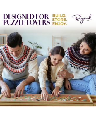 1000 Piece Wooden Jigsaw Puzzle Board - Non-Rotating Table, 30” X 22”, 4 Drawers & Plastic Cover