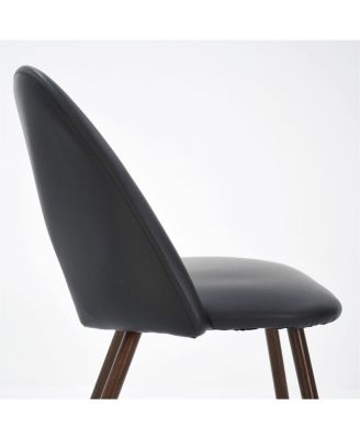 5-Piece Walnut MDF and Metal Dining Table Set with Faux Leather Upholstered Chairs Dining Table Set