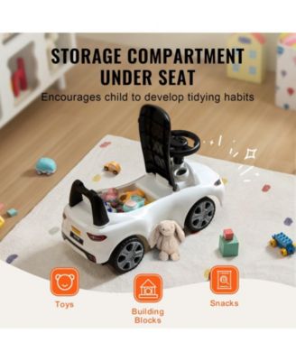 Ride On Push Car for Toddlers 1-3, Sit-to-Stand Racer with Music Wheel & Under-Seat Storage, Ride Toy for Boys Girls White