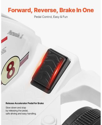 Electric Go Kart, 6V Battery, 2 MPH Speed, Pedal Racing Toy for Kids 2+, LED Headlight, Horn, Anti-Slip Tires, Max Load 44 lbs