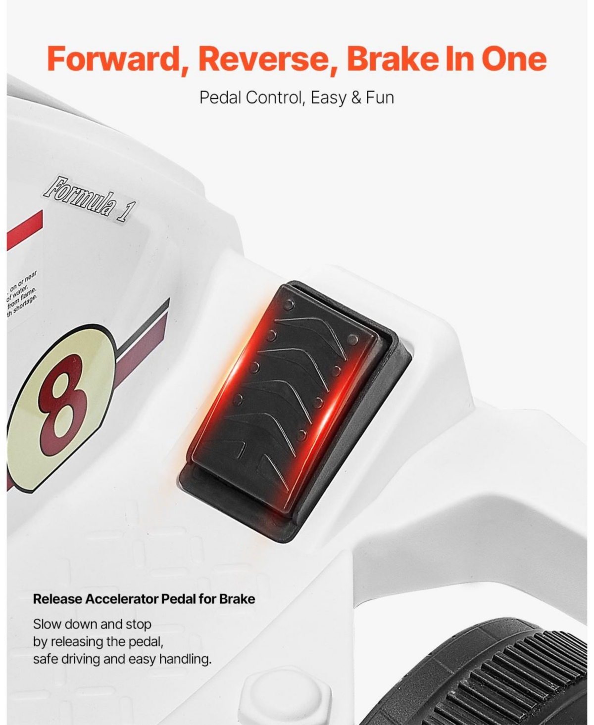 Mecale Electric Go Kart, 6V Battery, 2 Mph Speed, Pedal Racing Toy for Kids 2+, Led Headlight, Horn, Anti-Slip Tires, Max Load 44 lbs