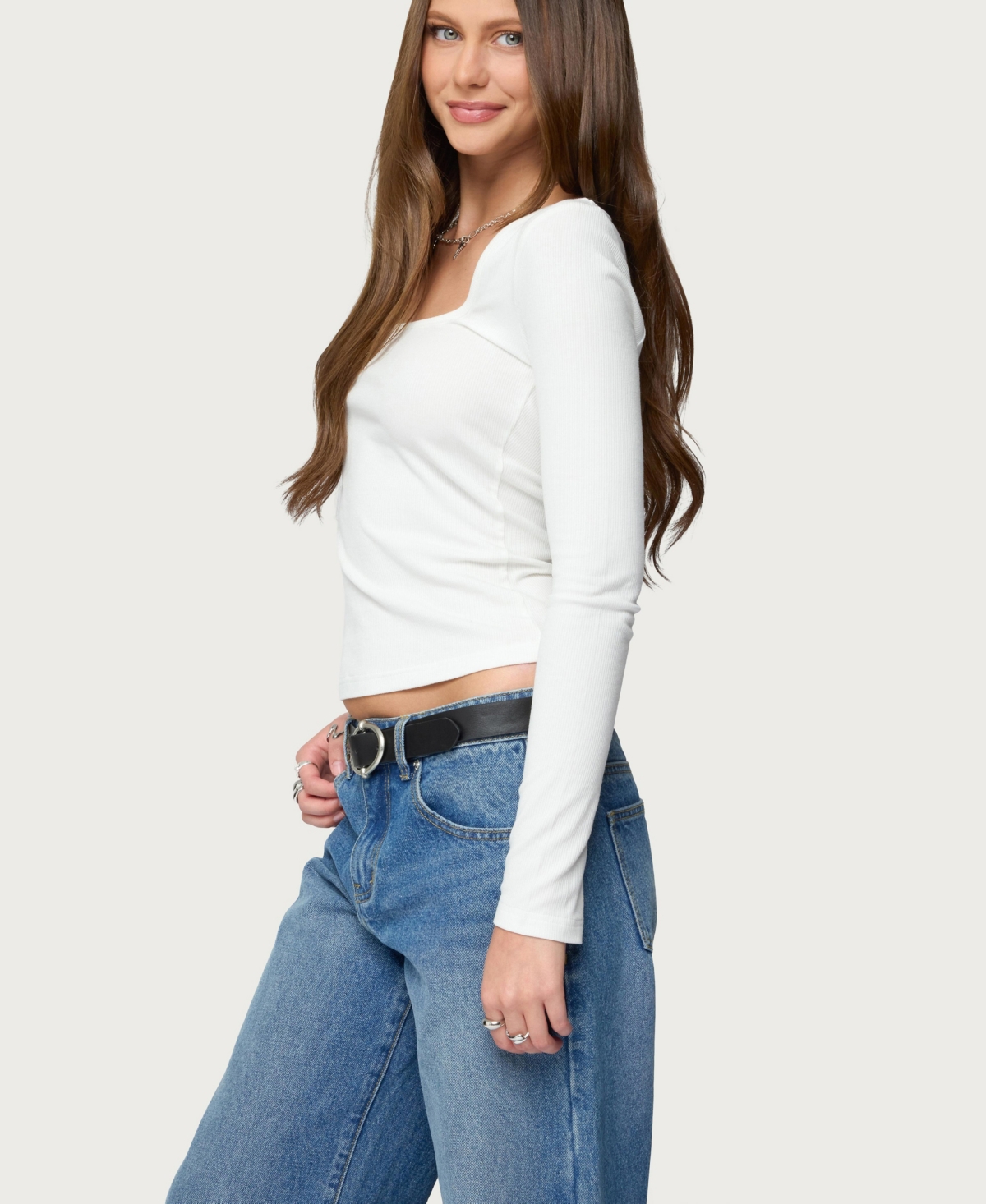 Edikted Women's Zandra Square Neck Ribbed Top