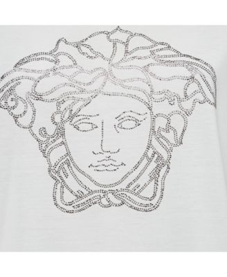 Men's Whte Medusa Embellished Jersey Crewneck T-Shirt