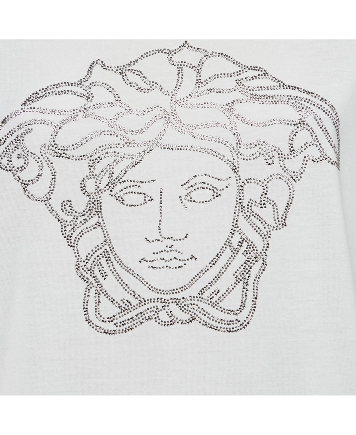 Pre-Owned Versace Men's Whte Medusa Embellished Jersey Crewneck T-Shirt