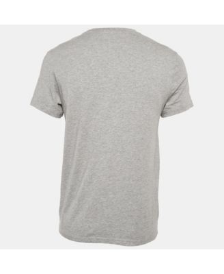 Men's Grey Melange Embroidered Jersey Crewneck T-Shirt