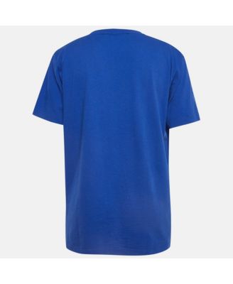Men's Blue Logo Print Cotton T-Shirt