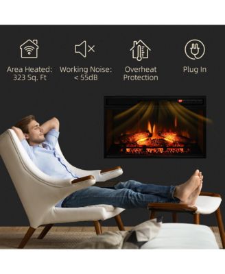 27" 1400W Electric Fake Flame Fireplace Insert Space Heater w/ Remote