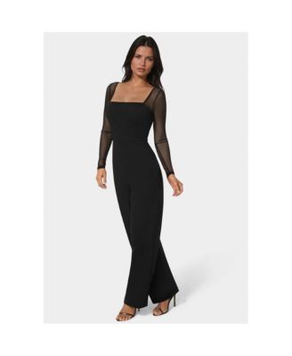 Women's Scuba Mesh Square Neck Jumpsuit
