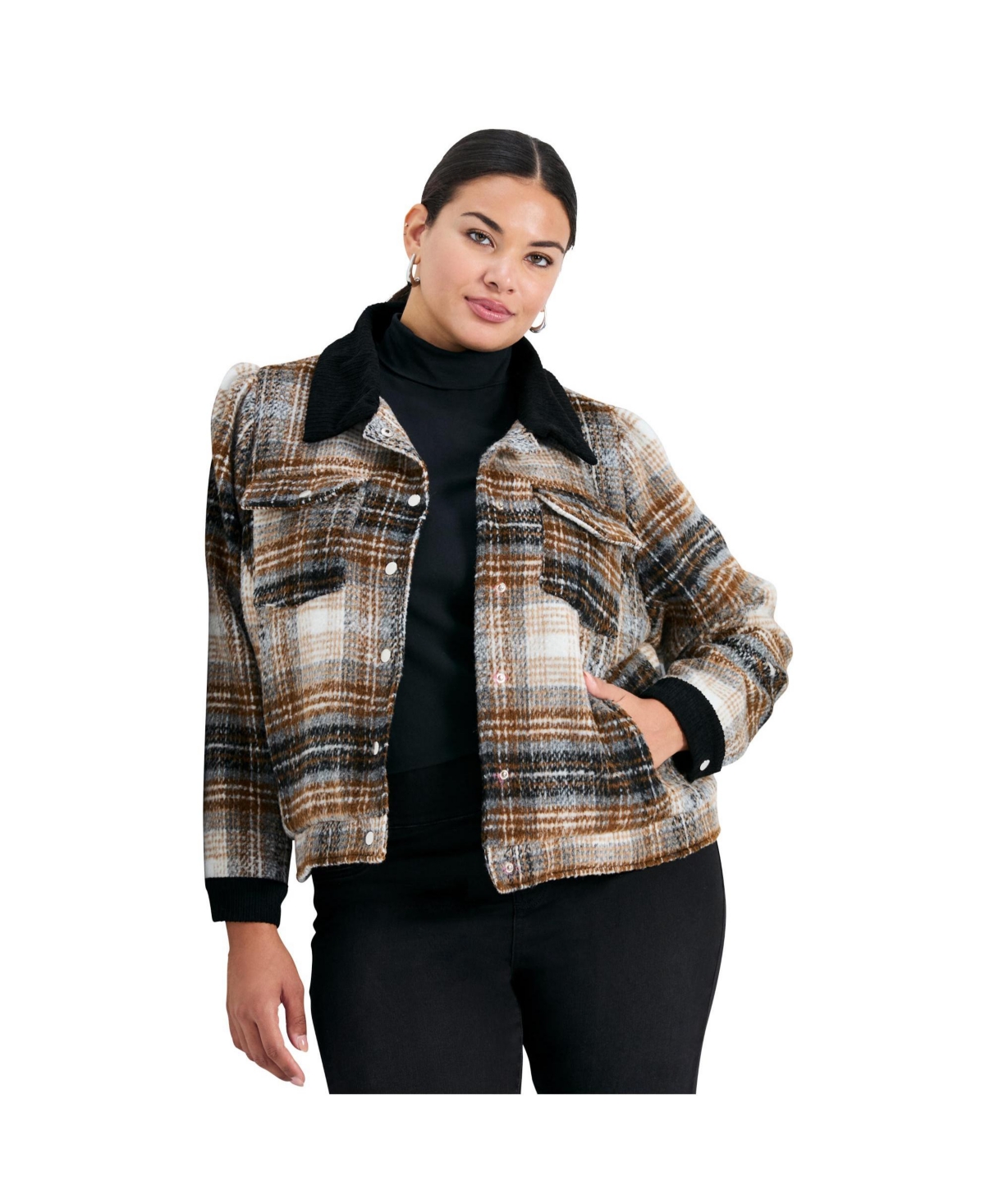 Avenue Women's Joss Plaid Cropped Jacket