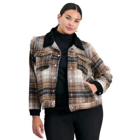 Женские куртки AVENUE Women's Plus Size Joss Plaid Cropped Jacket