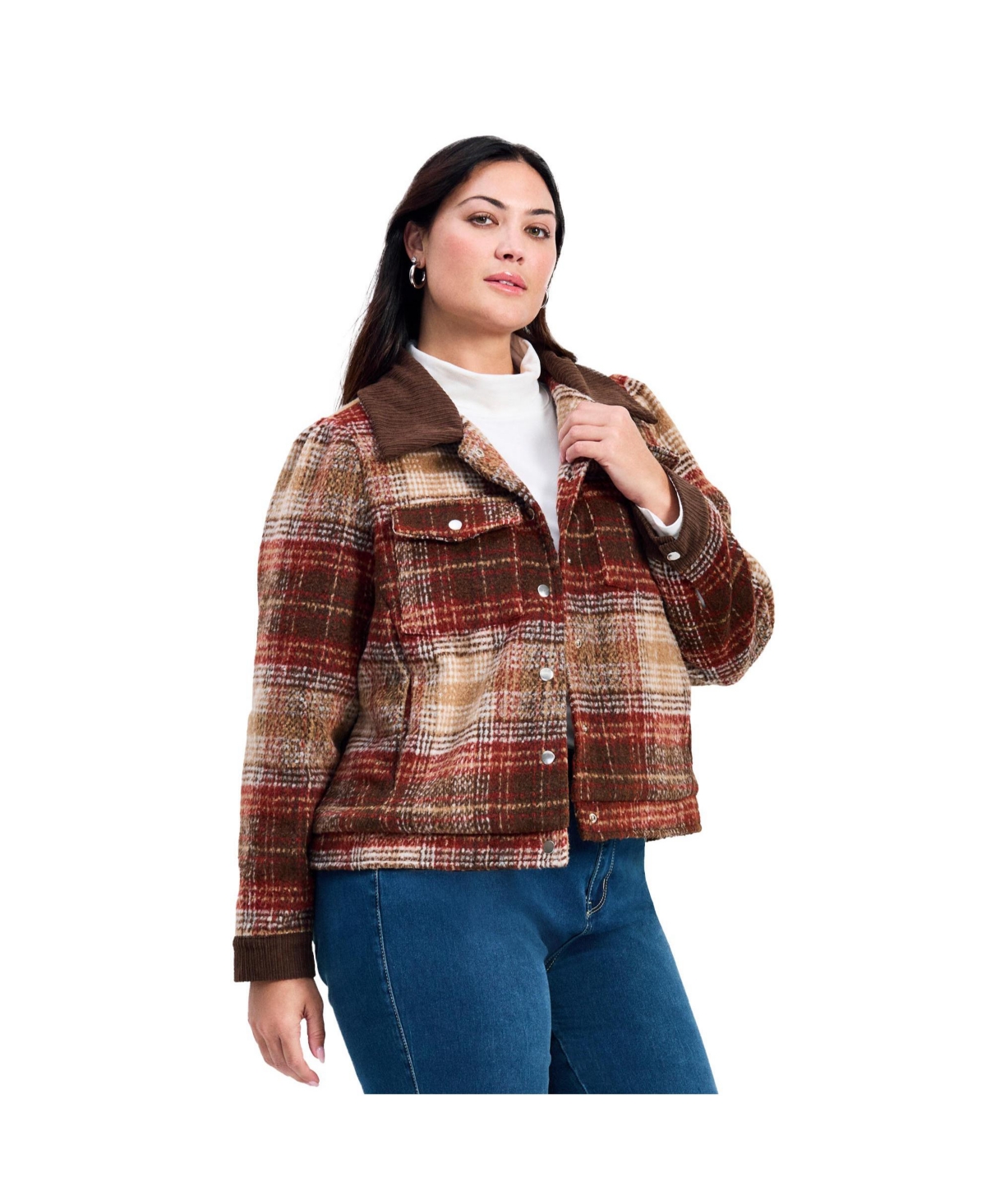 Avenue Women's Joss Plaid Cropped Jacket - Rust