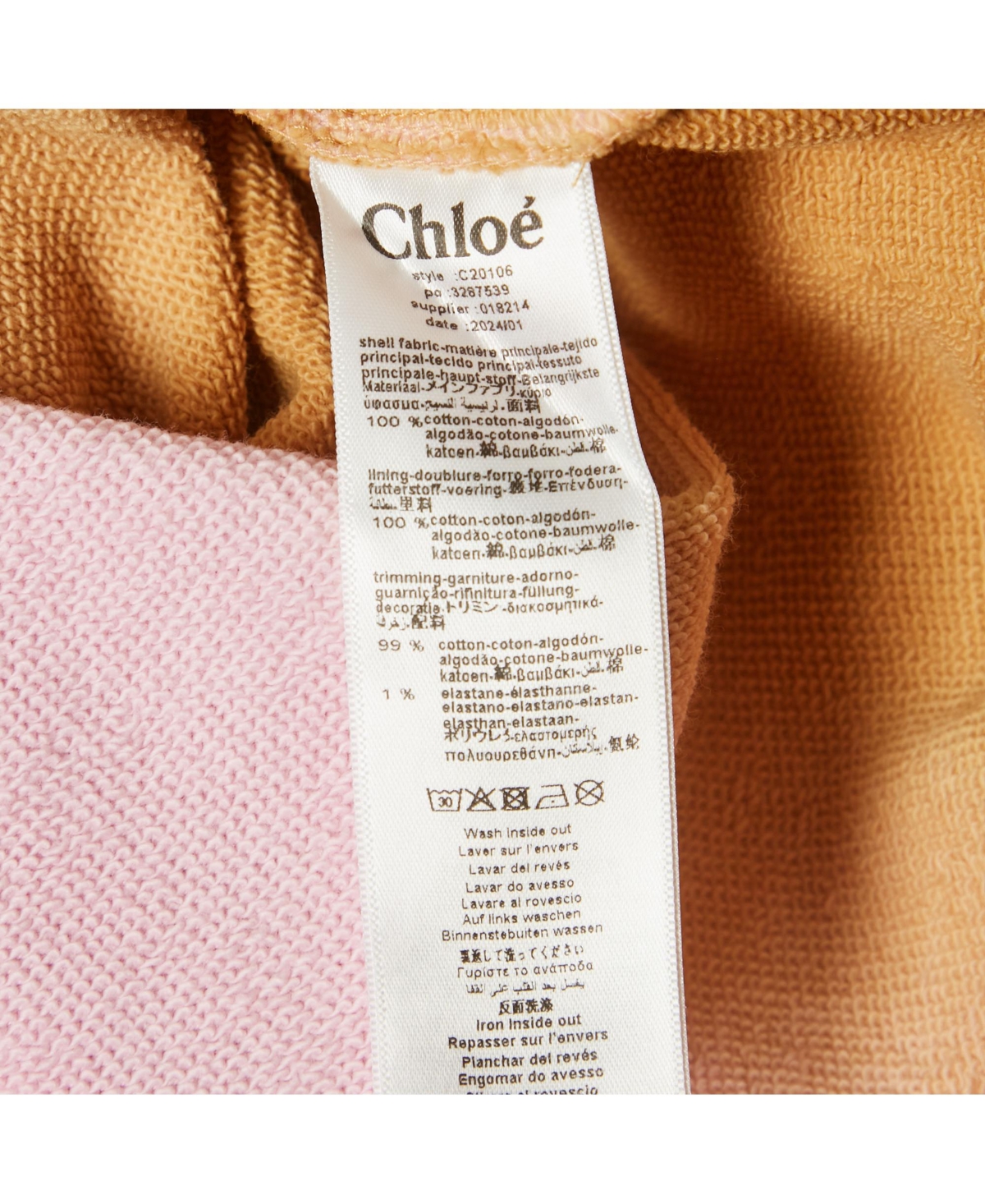 Pre-Owned Chloe Women's Pink/yellow Dyed Cotton Knit