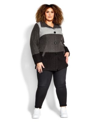Women's Plus Size Color Block Stripe Jacket
