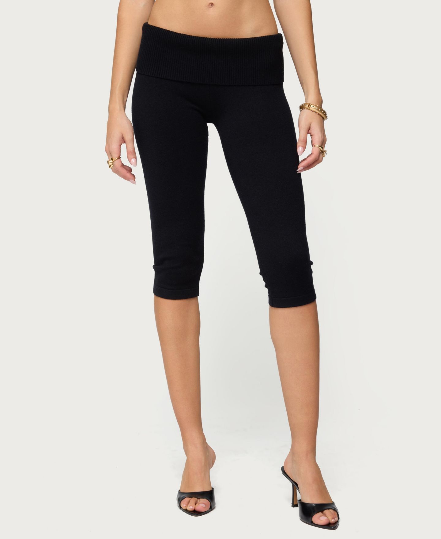 Женские брюки Edikted Skyla Knit Capri, цвет: Чёрный — фото 1