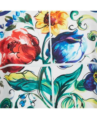 Women's Multicolor/off-White Printed Silk Long Sleeve Top