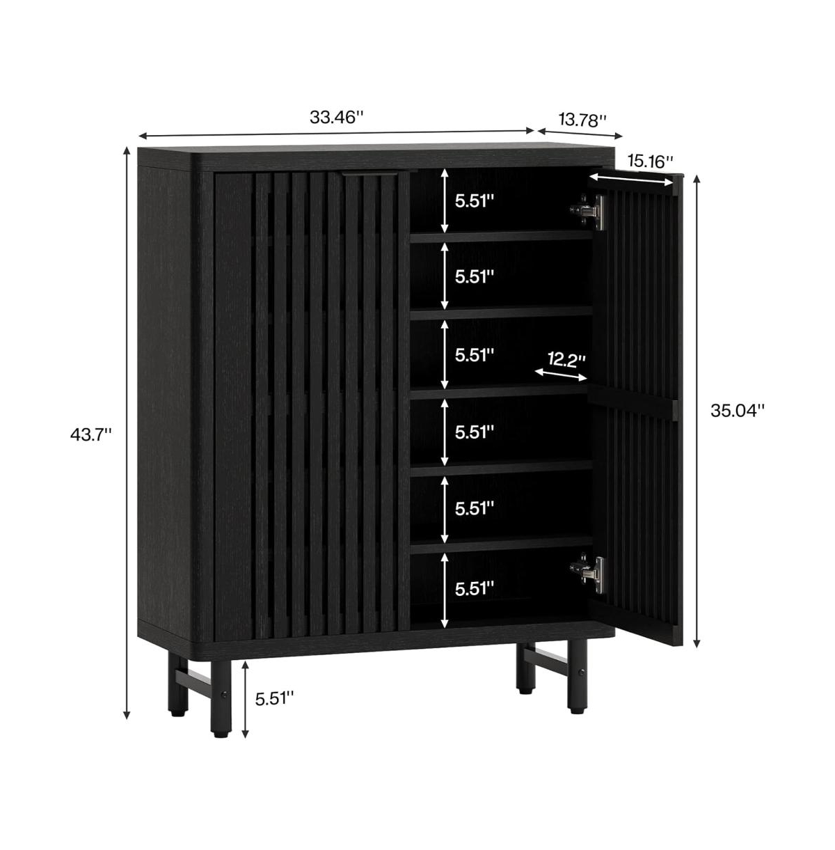 Slickblue Narrow Hallway Shoe Cabinet with Wooden Doors