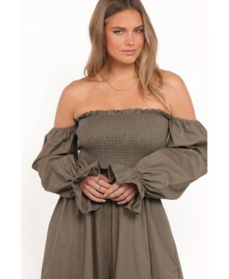 Women's Domenica Shirred Long-Sleeve Jumpsuit