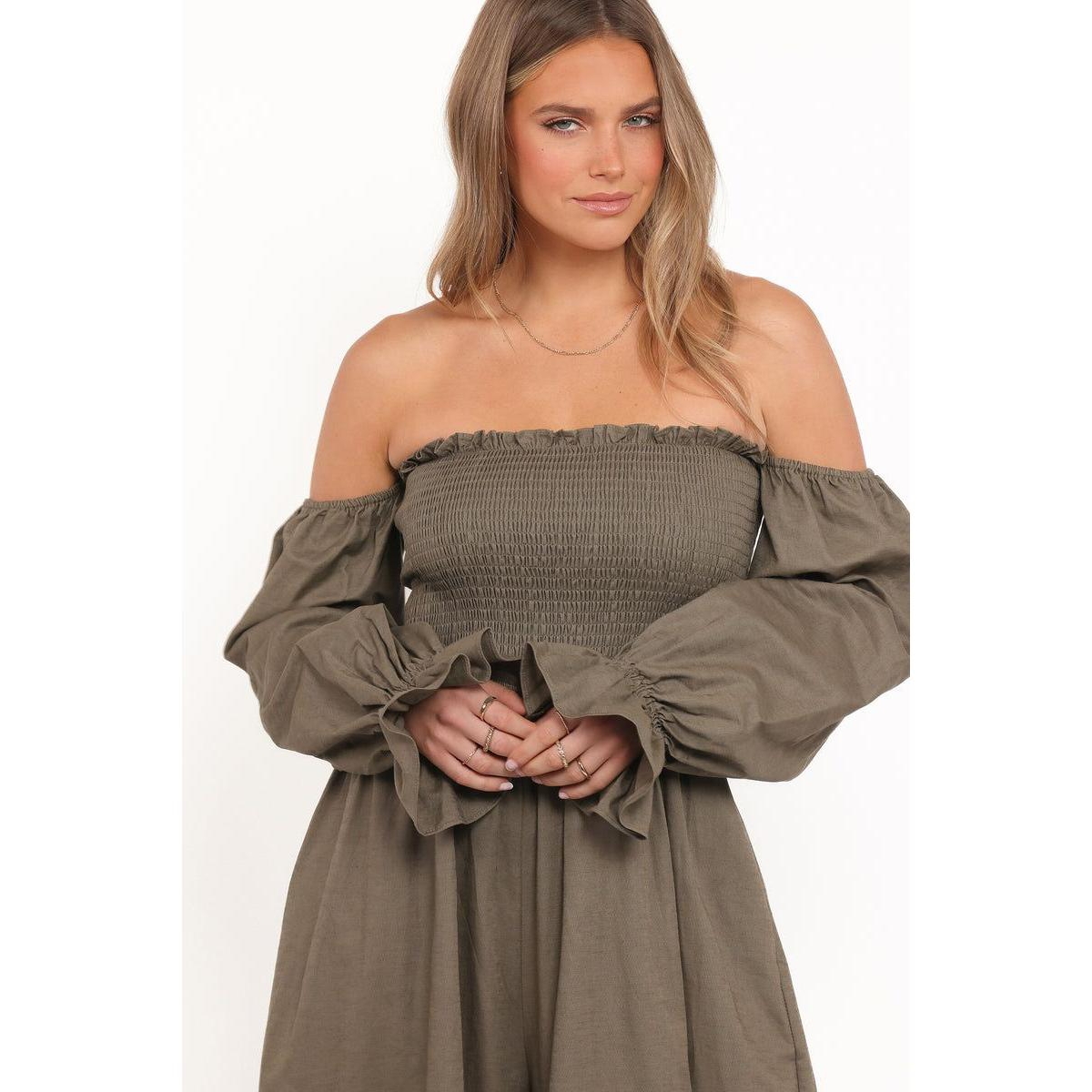 Petal and Pup Women's Domenica Shirred Long-Sleeve Jumpsuit