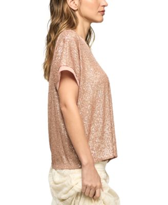 Women's Sequin Short-Sleeve Top