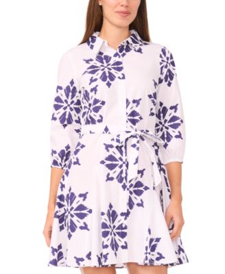 Petite Collared Button-Front Shirt Dress