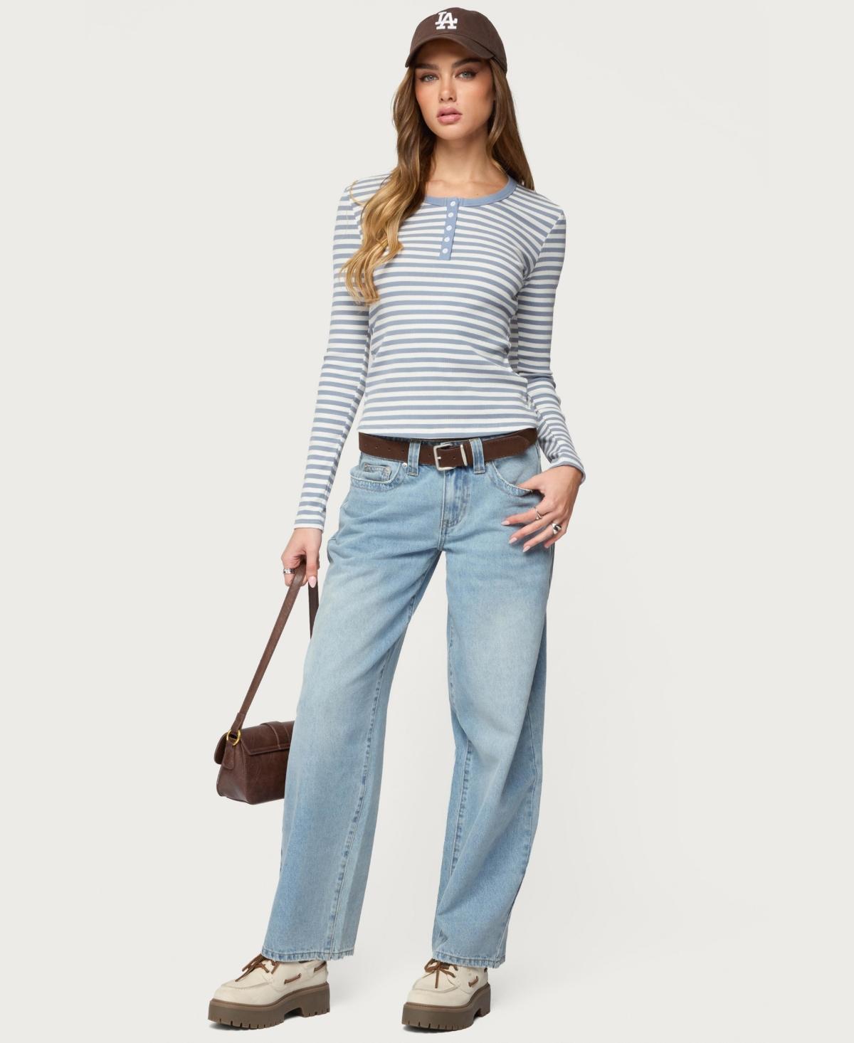 Edikted Women's Roma Striped Henley Top