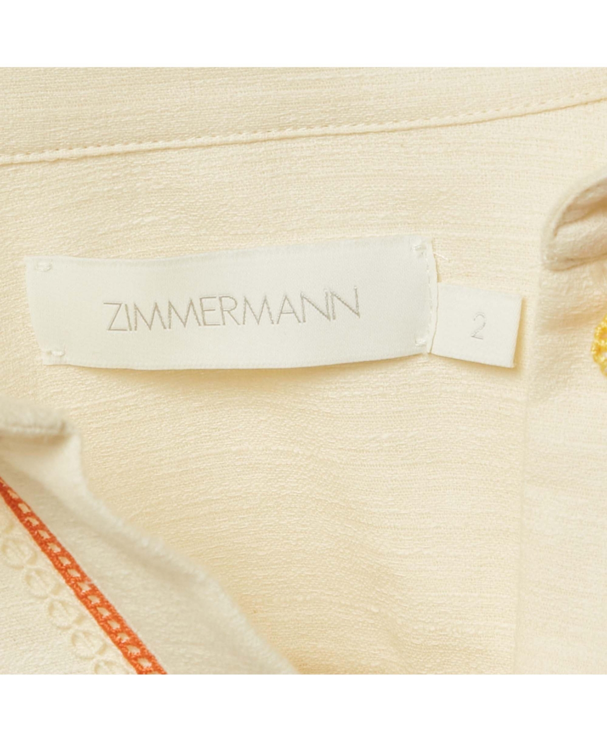 Pre-Owned Zimmermann Women's Cream Ottie Lace Trim Cotton Shirt And Skirt Set