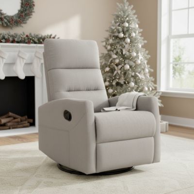 Manual Recliner Chair with Rocker and Swivel in Fabric