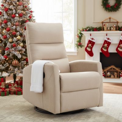 Manual Recliner Chair with Rocker and Swivel in Fabric