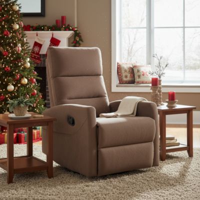Manual Recliner Chair with Rocker and Swivel in Fabric