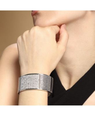 Women's The Cristal-Bijou Cuff Bracelet - Crystal Silver