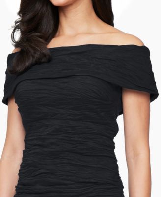 Women's Crinkle Detail Off-The-Shoulder Gown