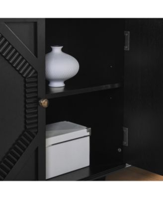 33.6" Retro Wooden Storage Cabinet Symmetrical Geometric Display Cabinets