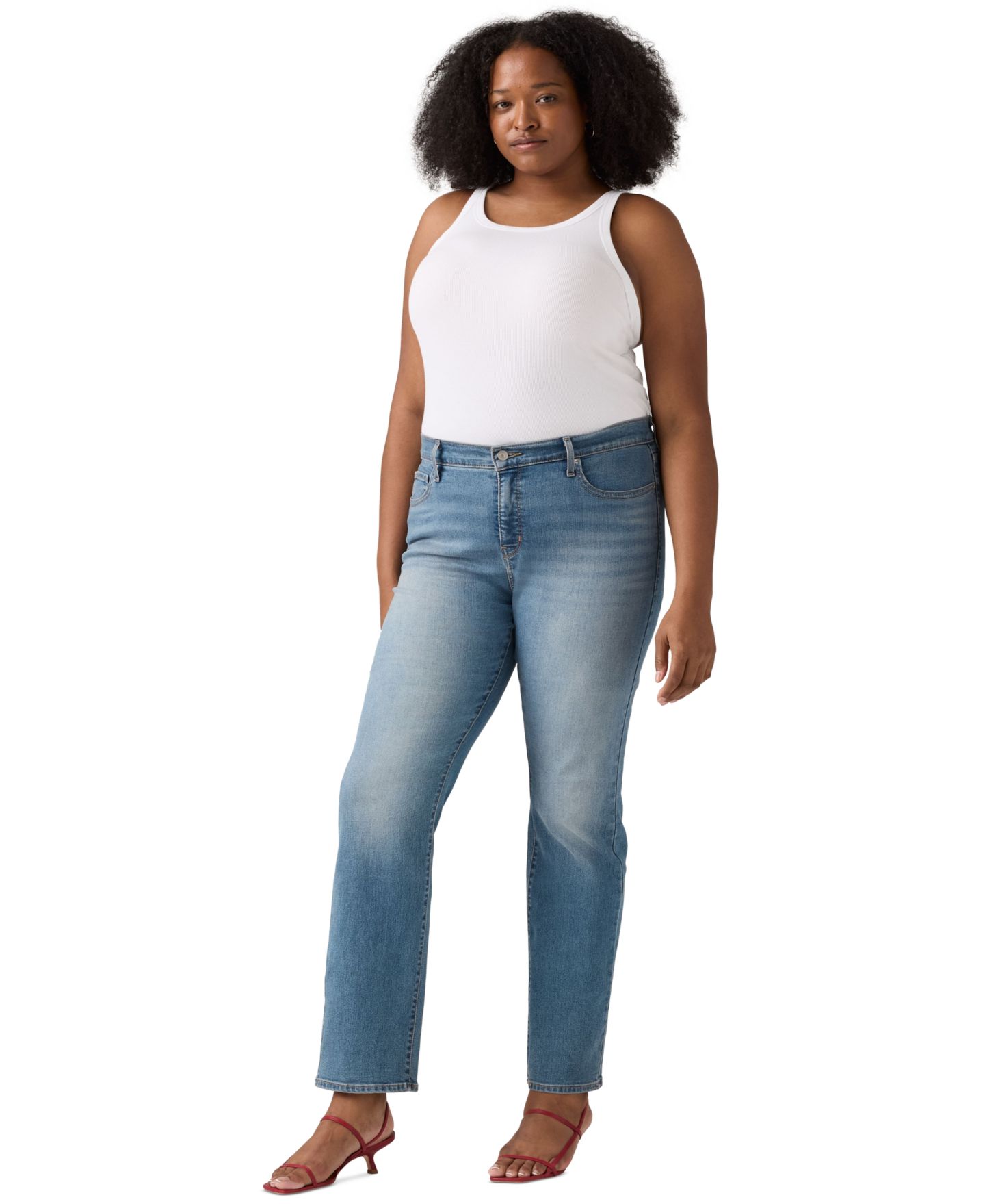 Женские джинсы Levi's Trendy Plus Size 314 Mid-Rise Shaping Straight-Leg, цвет: Индиго — фото 2