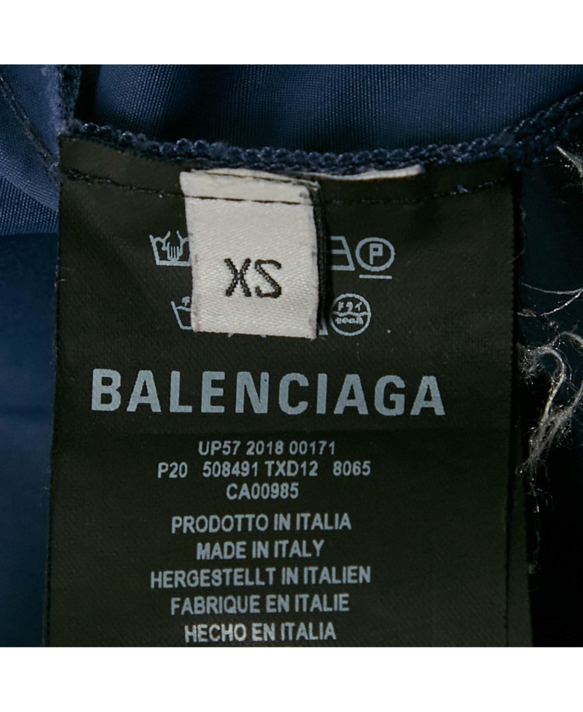 Pre-Owned Balenciaga Men's Navy Blue Logo Print Nylon Pants