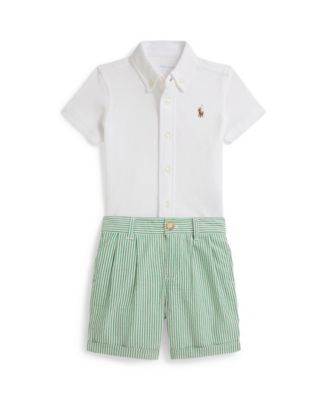 Baby Boys' Knit Oxford Shirt and Seersucker Shorts, 2-Piece Set